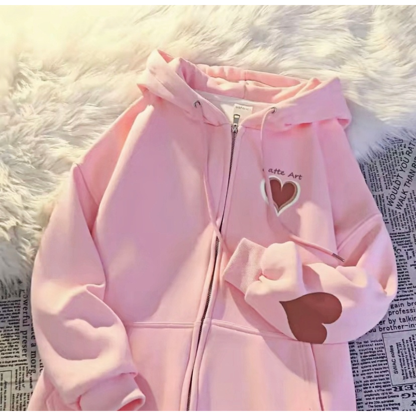 Best Selling New Style Heart Design Adult Unisex Thick Cotton Hoodie Jacket with Zipper