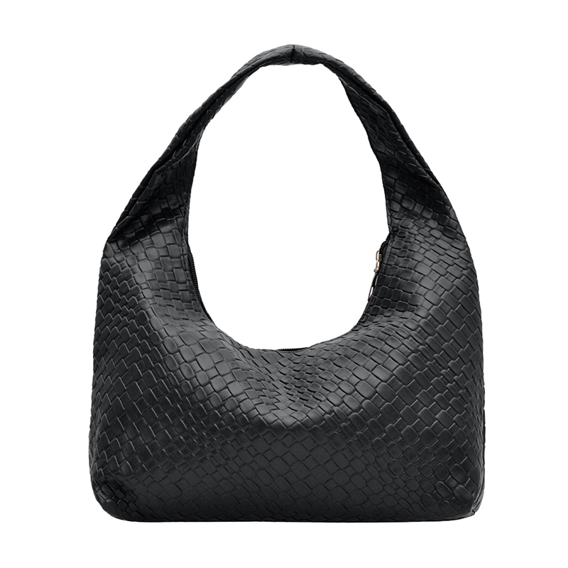 Mumu 8015 PU Leather Women's Soft Armpit Bag Hobo Handbag Woven Pattern Commuter Bags For Woman