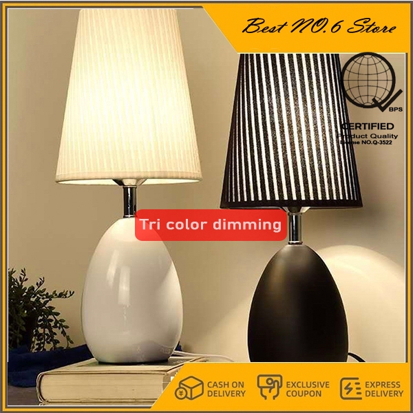 COD Modern fabric table lamp, night light, study lamp aesthetic table lamp bedroom lamp bedside lamp