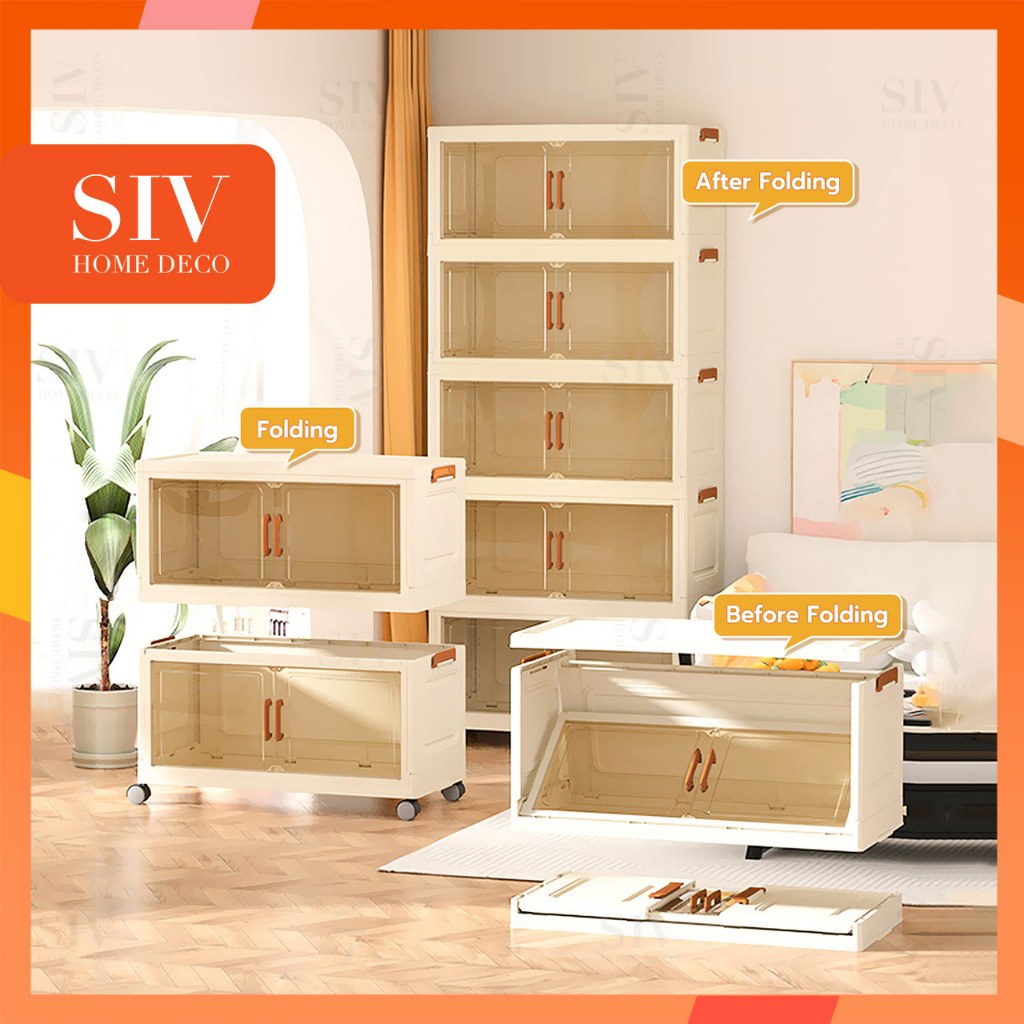 SIV 39-50cm Plastic Folding Storage Cabinet Organizer Foldable Gap Storage Cabinet Box