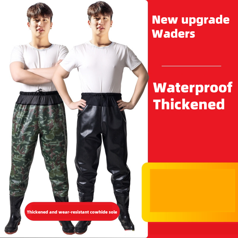 Thickened Waterproof Overalls with Rain Boots Half-Body Waterproof Clothing Flood Fighting
