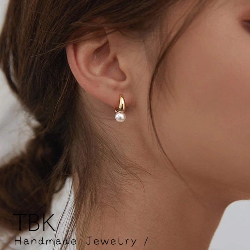 TBK Fashion Pearl Drop Earrings For Women Gold Color Wedding Jewelry Simple Dangle Earring 2952e