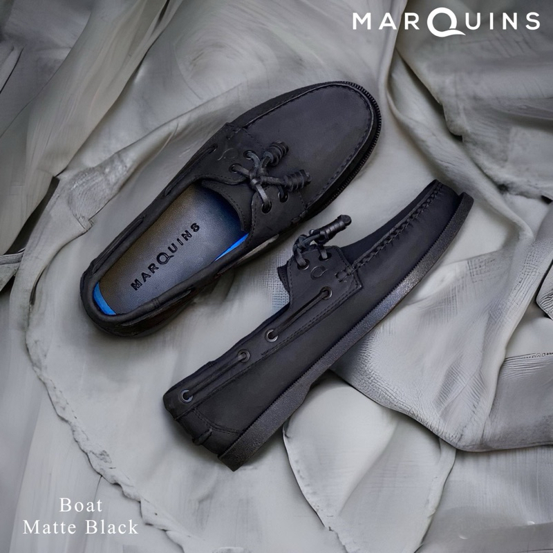 Marquins Genuine Leather Boat Shoes for MEN - Matte Black (30 colors available)