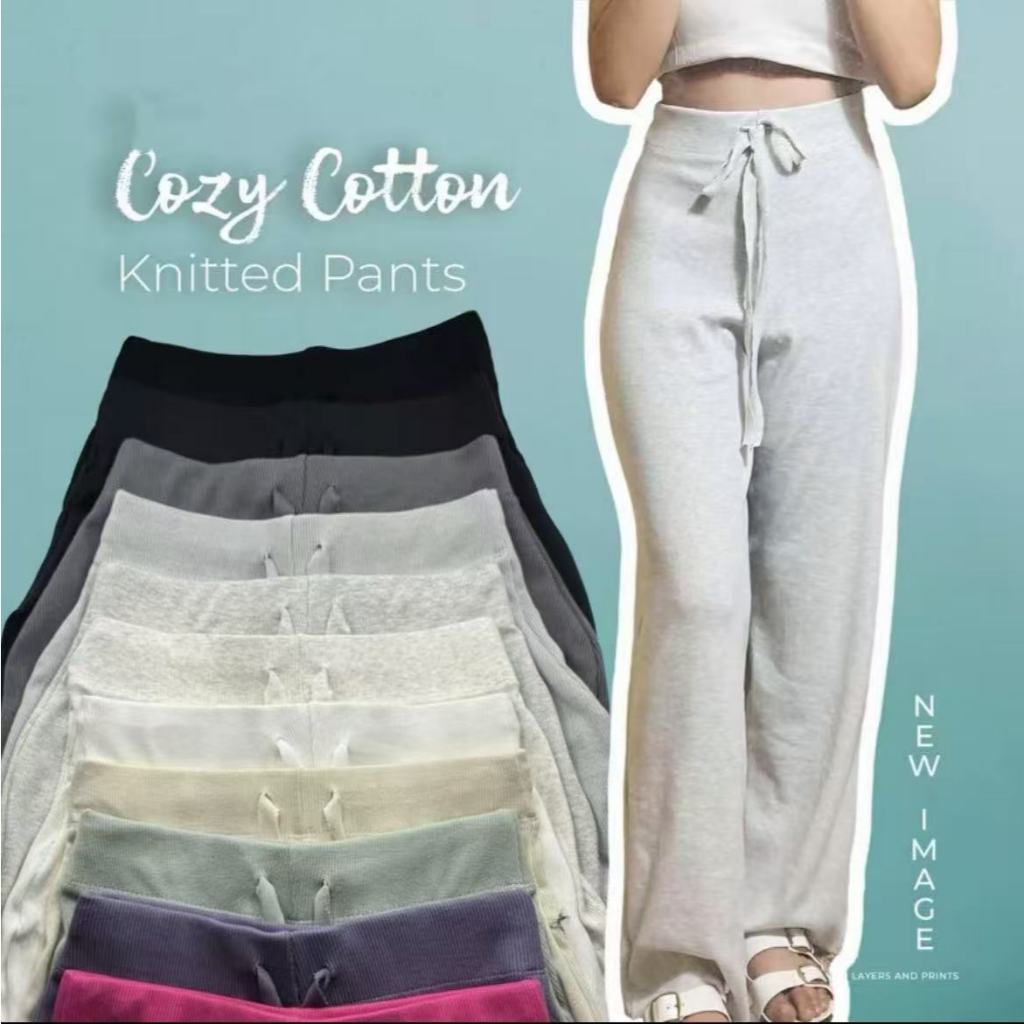 Harper Knitted Wide Leg Trouser Pants Baggy Pants Korean Fashion