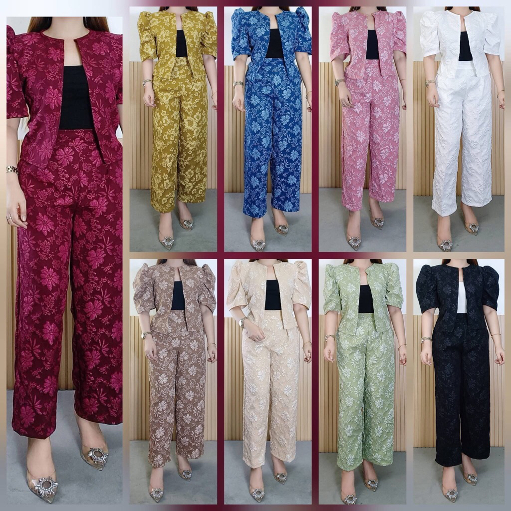 FILIPINIANA TERNO TWO SIDE POCKET GARTERIZED PANTS AND BLAZER INNER NOT INCLUDED Womenswear Clothes