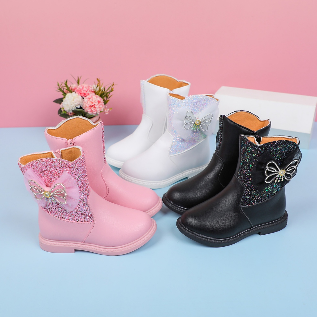 Maxi ankle boots for kids girls black shoes zip boot for kids size 26-36