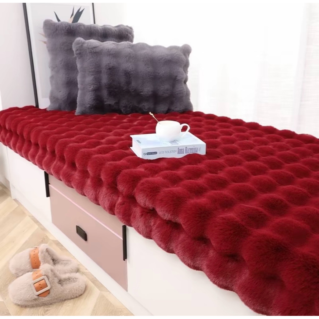 Luxury Plush Sofa Cover Rabbit Fur Washable Durable Soft Fabric Four Season Universal Sofa Mat