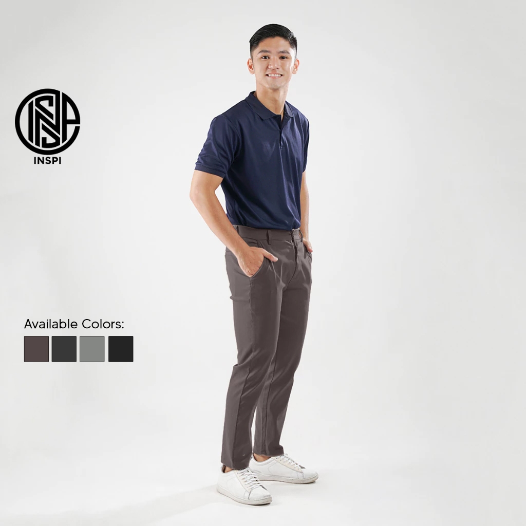 INSPI Trouser Pants for Men with Beltloop and Pockets High Waist Fit Trousers Closed Pocket Pantalon
