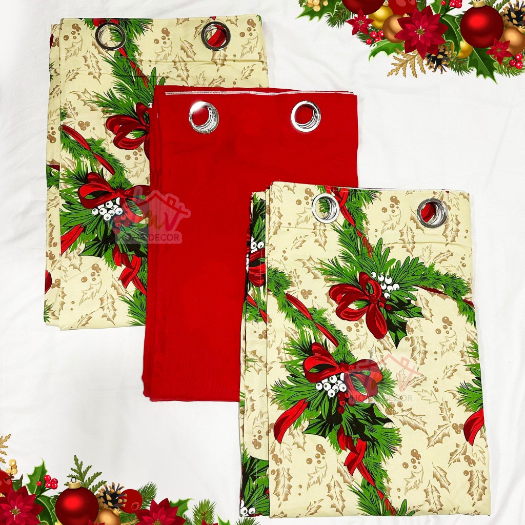 Christmas Ribbonette Ring Curtain Sold Per Piece and Per Set 7 feet