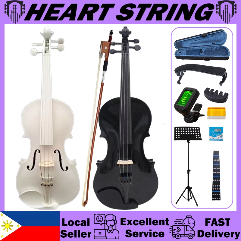 Heart String Violin Set Black Violin White Violin Original Pure Wood Violin Instrument for Beginners