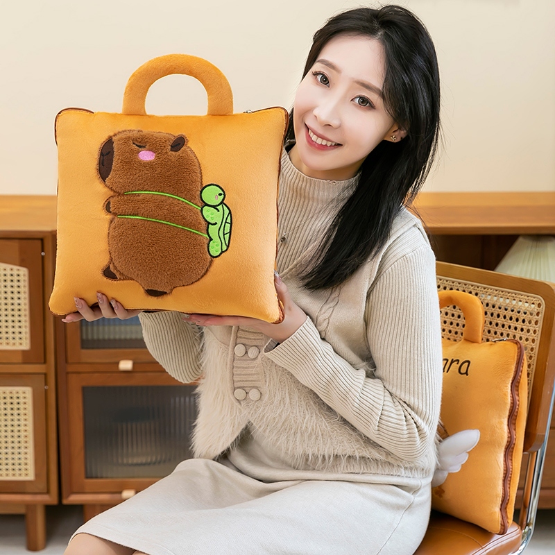 2 in 1 Pillow Blanket with Carrying Handle Travel Blanket and Pillow-Soft 2 in 1 Airplane Blanket