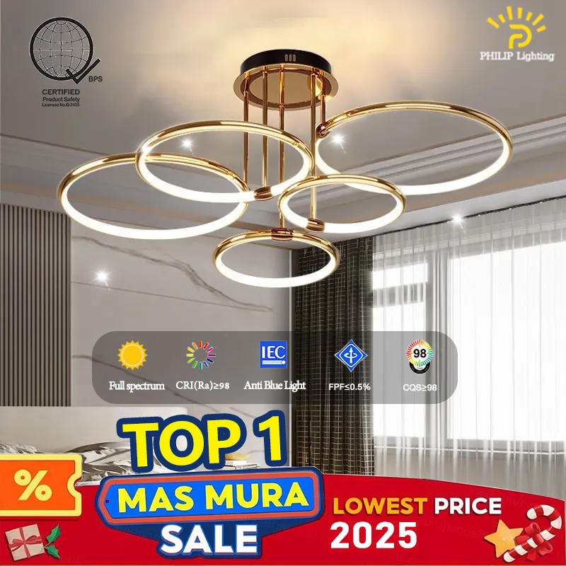 New Living room chandelier bedroom lamp golden round Nordic dining room household ceiling light