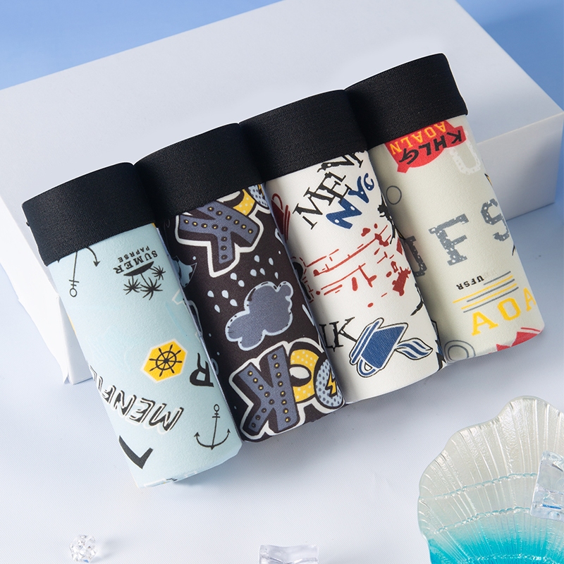 4-piece set of men's boxer briefs, comfortable and breathable, boxer briefs for men, personalized pr