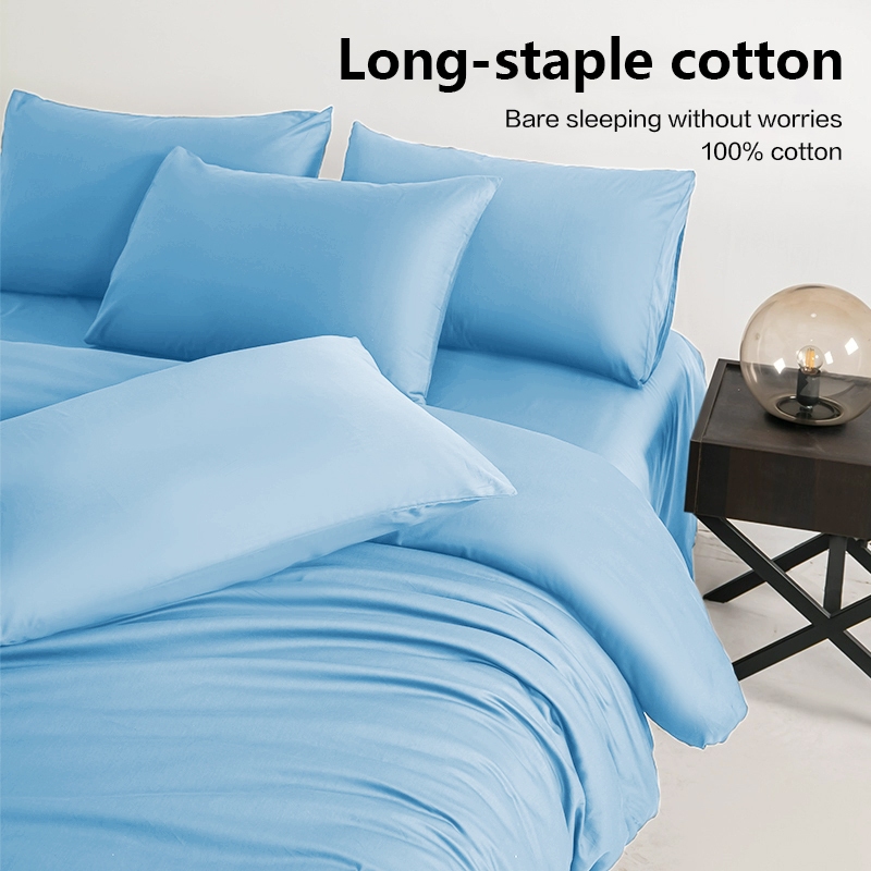 4in1 Canadian Cotton Plain Colored Bedding Set including 2 pillowcases, 1 duvet cover and 1 sheet