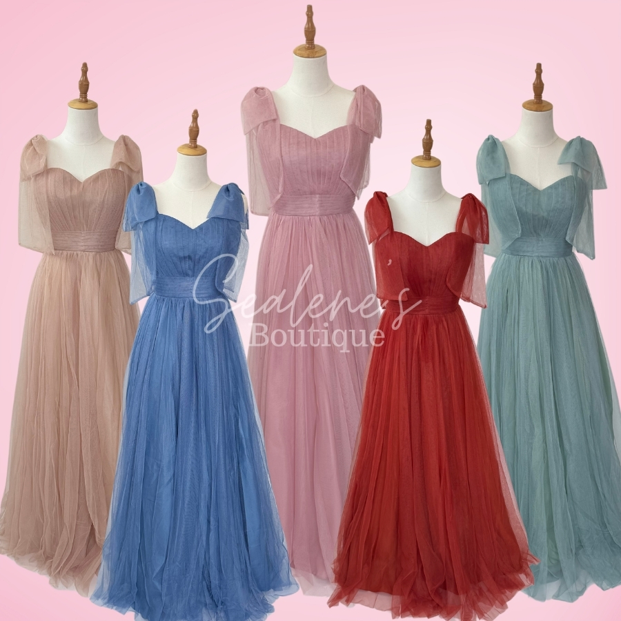 RIBBON SHOULDER LONG GOWN FOR BRIDESMAID, MOMMIES, PRENUP AND OTHER