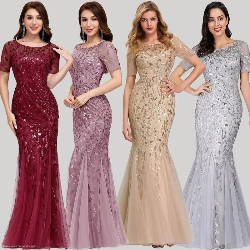 Joliann Ever Pretty Plus Size Prom Dress Lace Sequin Mermaid Korean Wedding Maxi Party Gown 7707