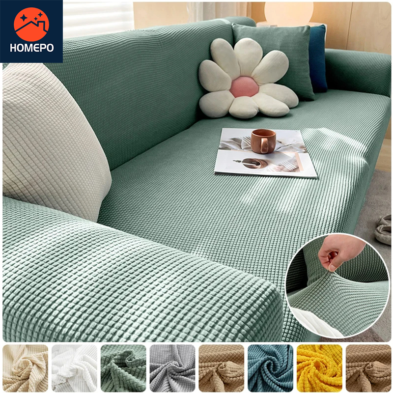 COD homepo✨Thicken✨ I shape sofa cover stretchable 1/2/3/4 seater couch cover Elastic Sofa Cover