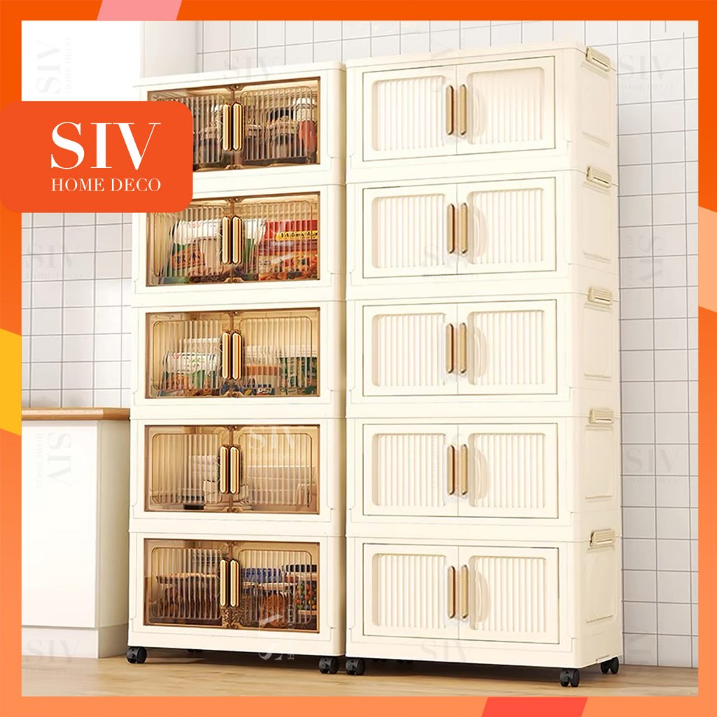SIV 38-80cm Plastic Folding Storage Cabinet Organizer Foldable Storage Box For Clothes Toys