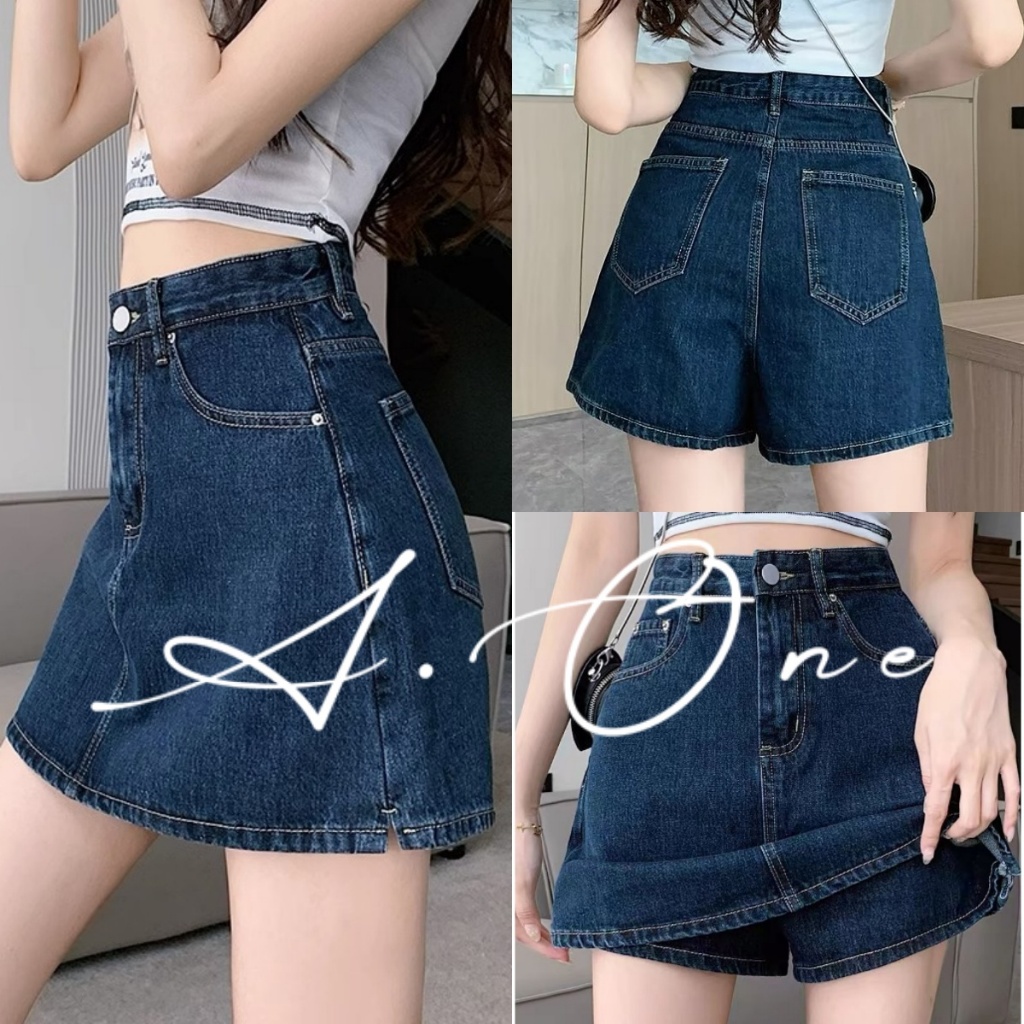 A.One Women's Korean High Waist Denim Skort A-Line Mini Skirt Casual Summer Shorts Denim Skirt Jeans