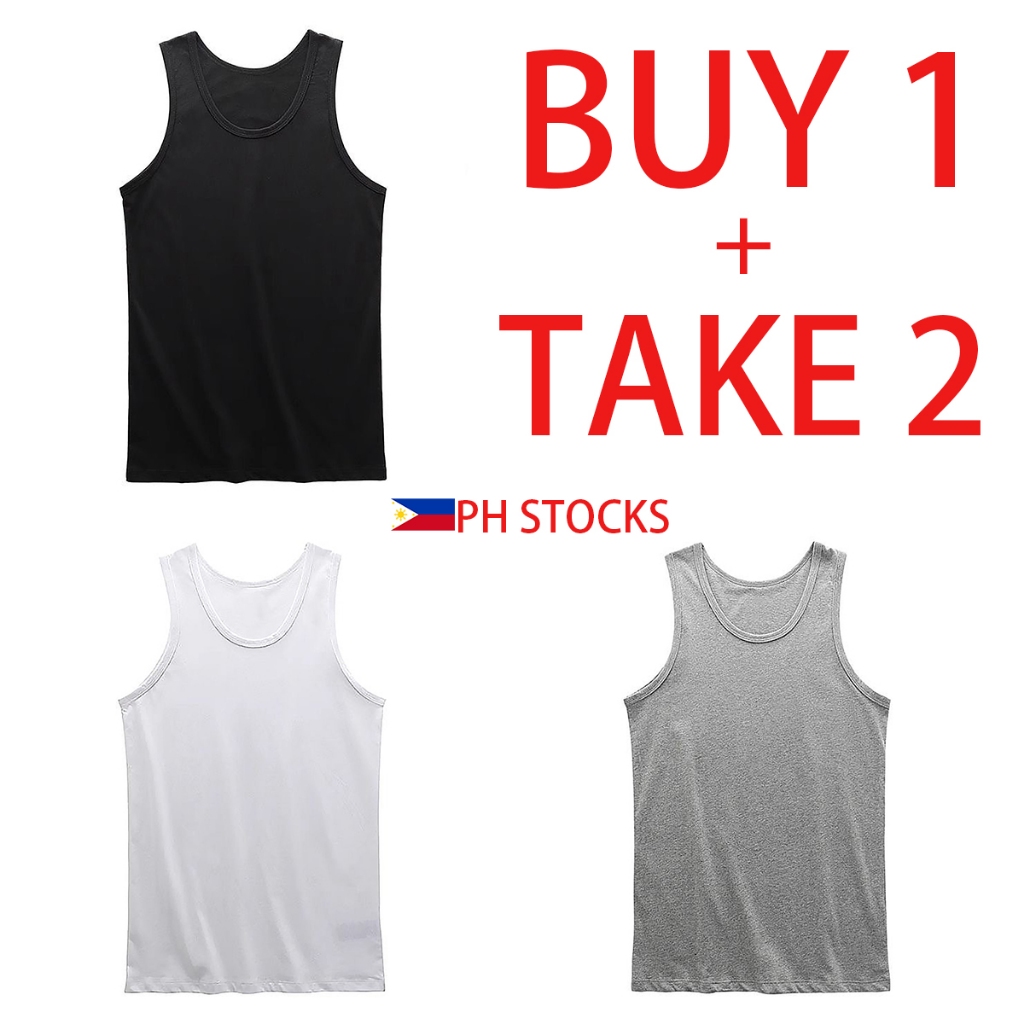 BUY 1 TAKE 2 Plain Sando (1PC-3PCS)Plus Size Classical Unisex Cotton Sleeveless Vests Men'S Tank Top