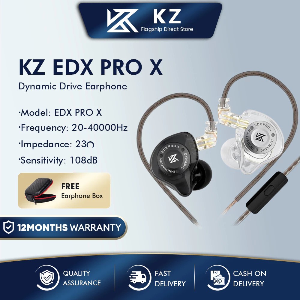 KZ EDX PRO X Dynamic Drive Earphone HIFI Bass Earbud Sport Music Cancelling Headset 3.5mm Earphones
