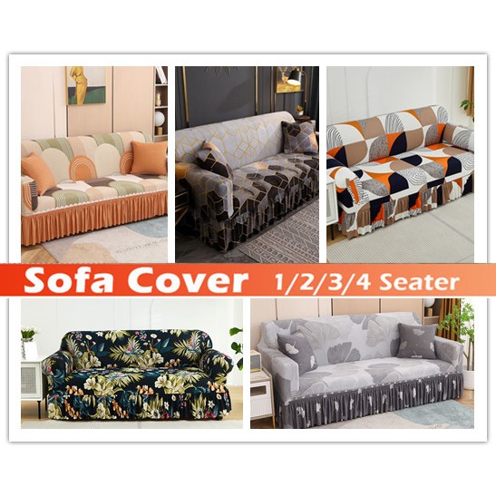 Skirt Sofa Cover #SQB 1/2/3/4 Seater Sofa Protector L-shaped Universal Stretchable Sofa Cover