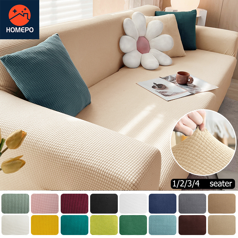 COD⭐Thick elastic universal sofa cover stretchable l shape 1 2 3 4 seater Couch Cover Sofa Protector