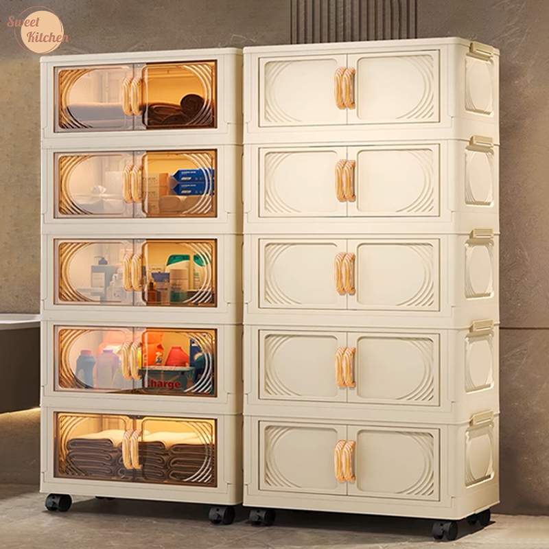 Foldable Storage Cabinet for Kitchen Durabox Bedroom Drawer Cabinet Plastic Wardrobe Storage Box