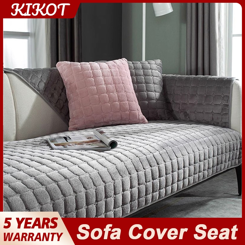 KIKOT Stretchable Sofa Cover Soft Plush Non-Slip Sofa Cover Set Thickened Flannel Sofa Cushion