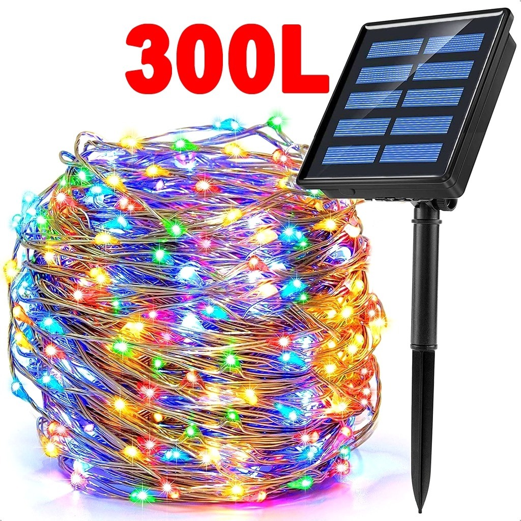 【HOT SALE】32M 300LEDs Solar Lights Outdoor Waterproof Fairy String Lights with 8 Modes for Decor