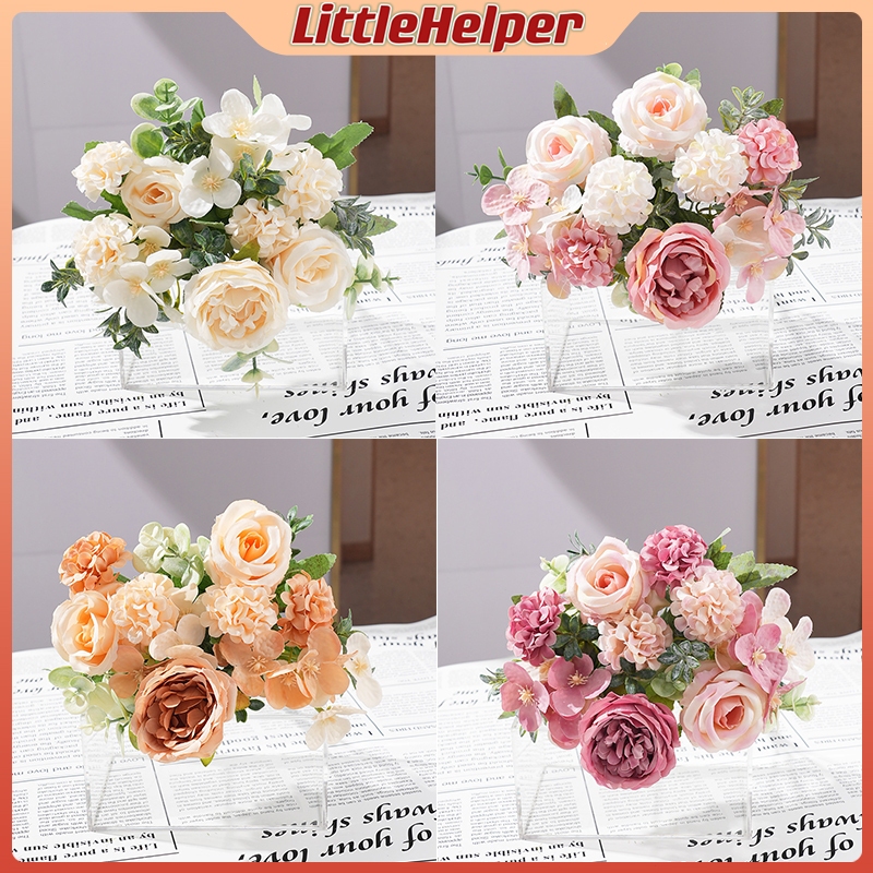 7 Heads Artificial Bouquet Flower Fake Rose Hydrangea Flower For Party Home Decor Wedding Bouquet
