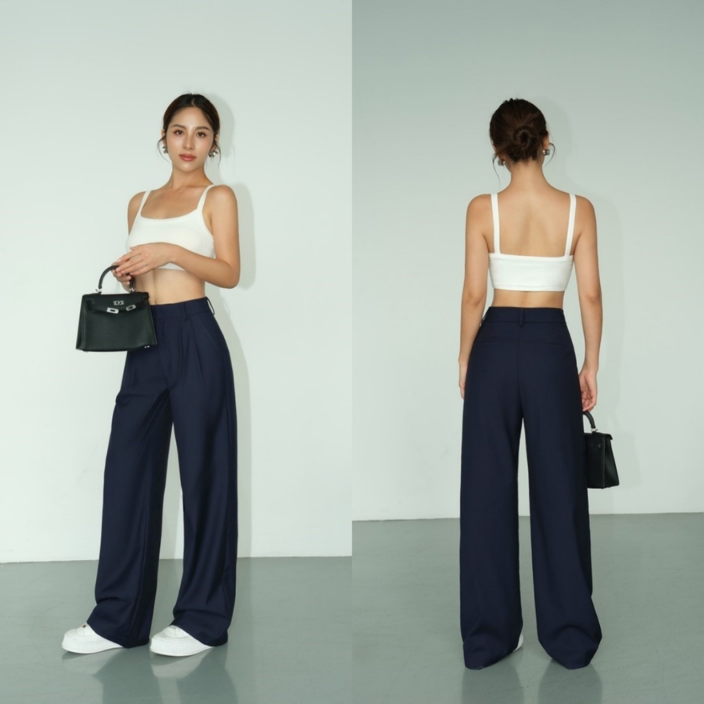 Kinwoo No Garter High Rise Wide Leg Flowy Trouser
