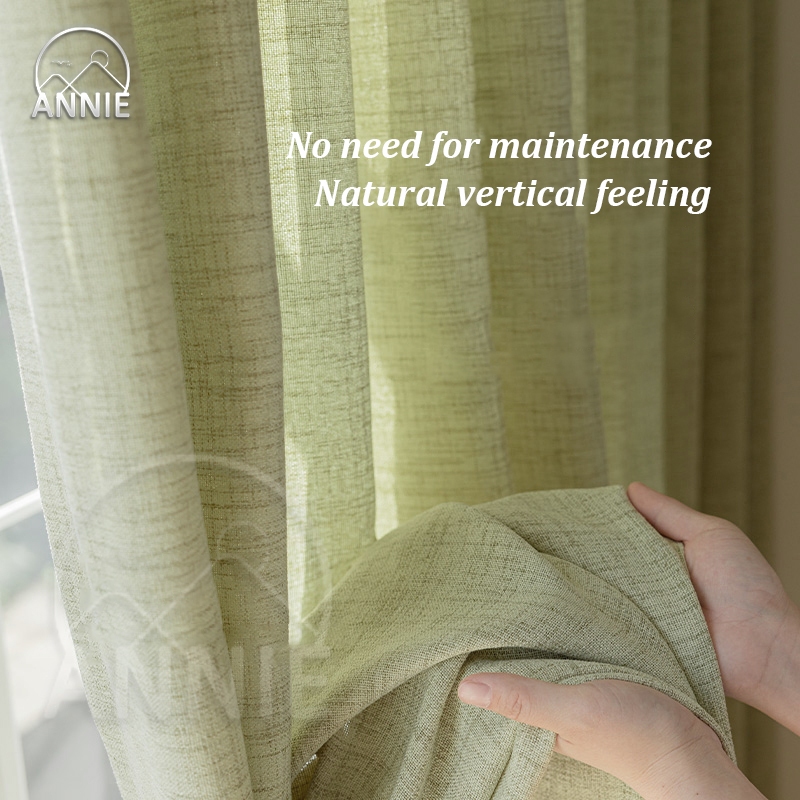 ANNIE 1PC Japanese Aesthetic Curtain, Linen Polyester Blend Weaving, Living Room Window Home Decor​