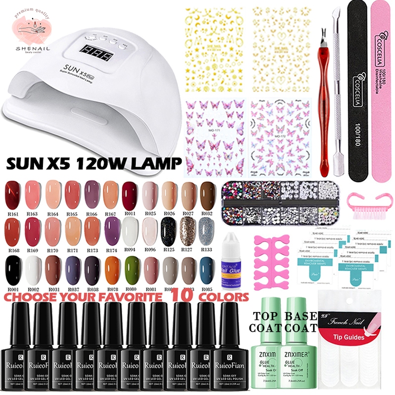 Nail Polish Set Gel Nail Color Gel Nail Polish Set 120w Lamp Nail Dryer Nail Sticker Decoration Art