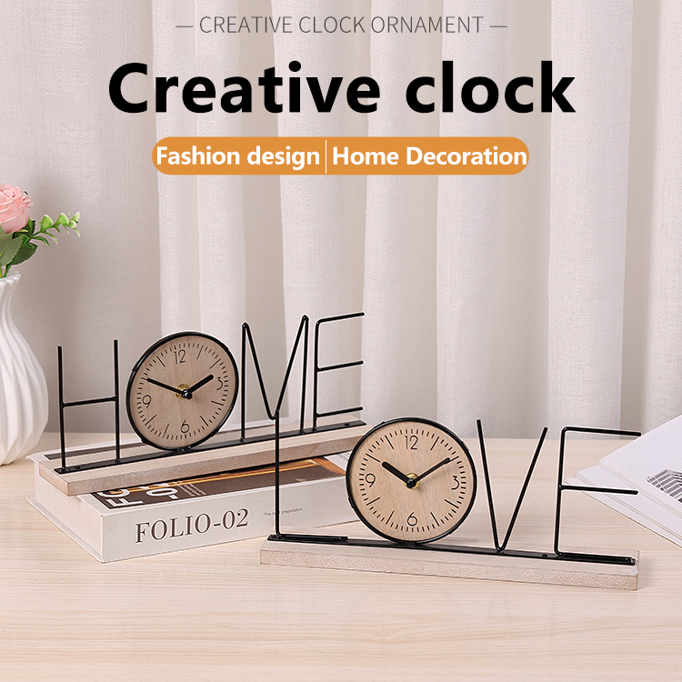 Wooden Clock Home Decor Creative Table Clock Nordic style fashion art ornaments