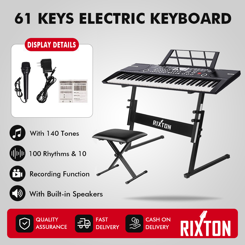RIXTON 61-Keys Digital Electric Piano Keyboard Portable Electronic Keyboard Beginners Sets