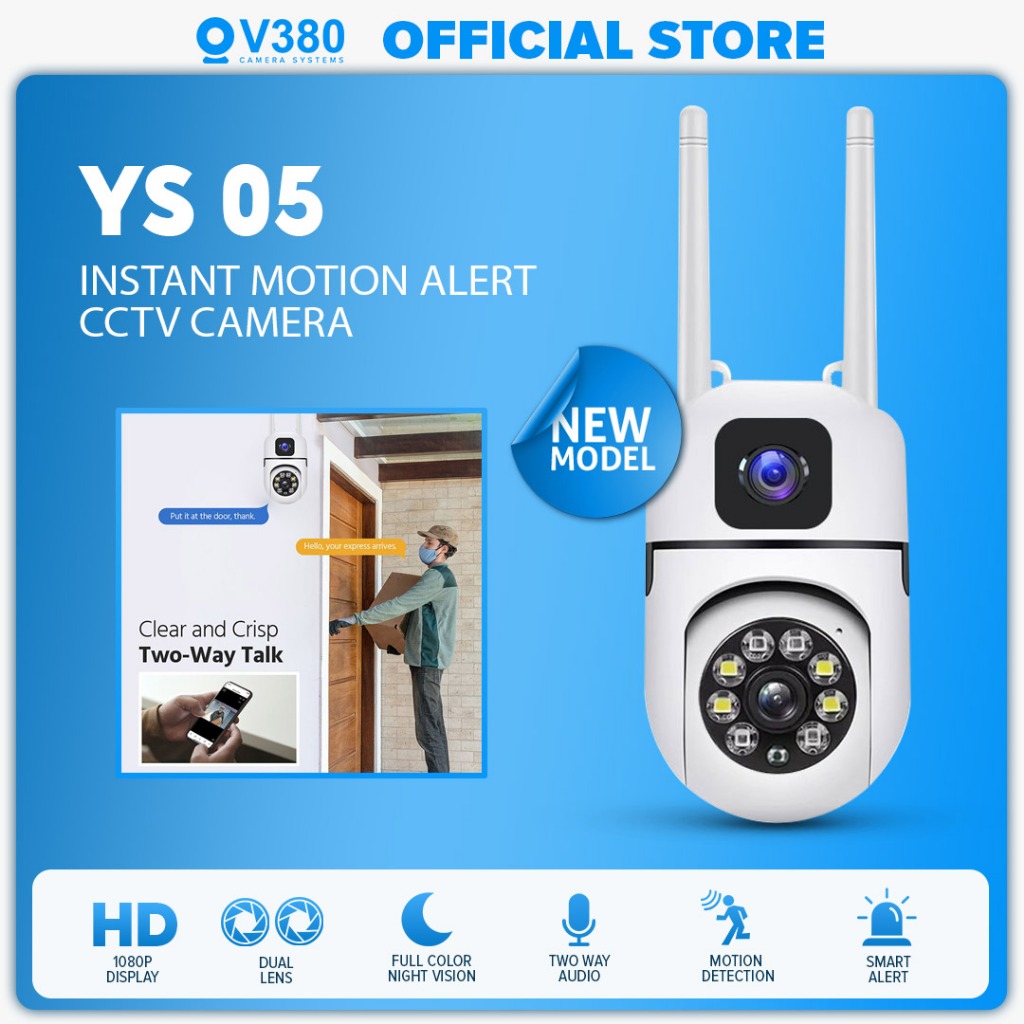 V380 YS 05 4MP Ultra HD Dual-Lens Security CCTV Camera With Auto Tracking Two-Way Audio Night Vision