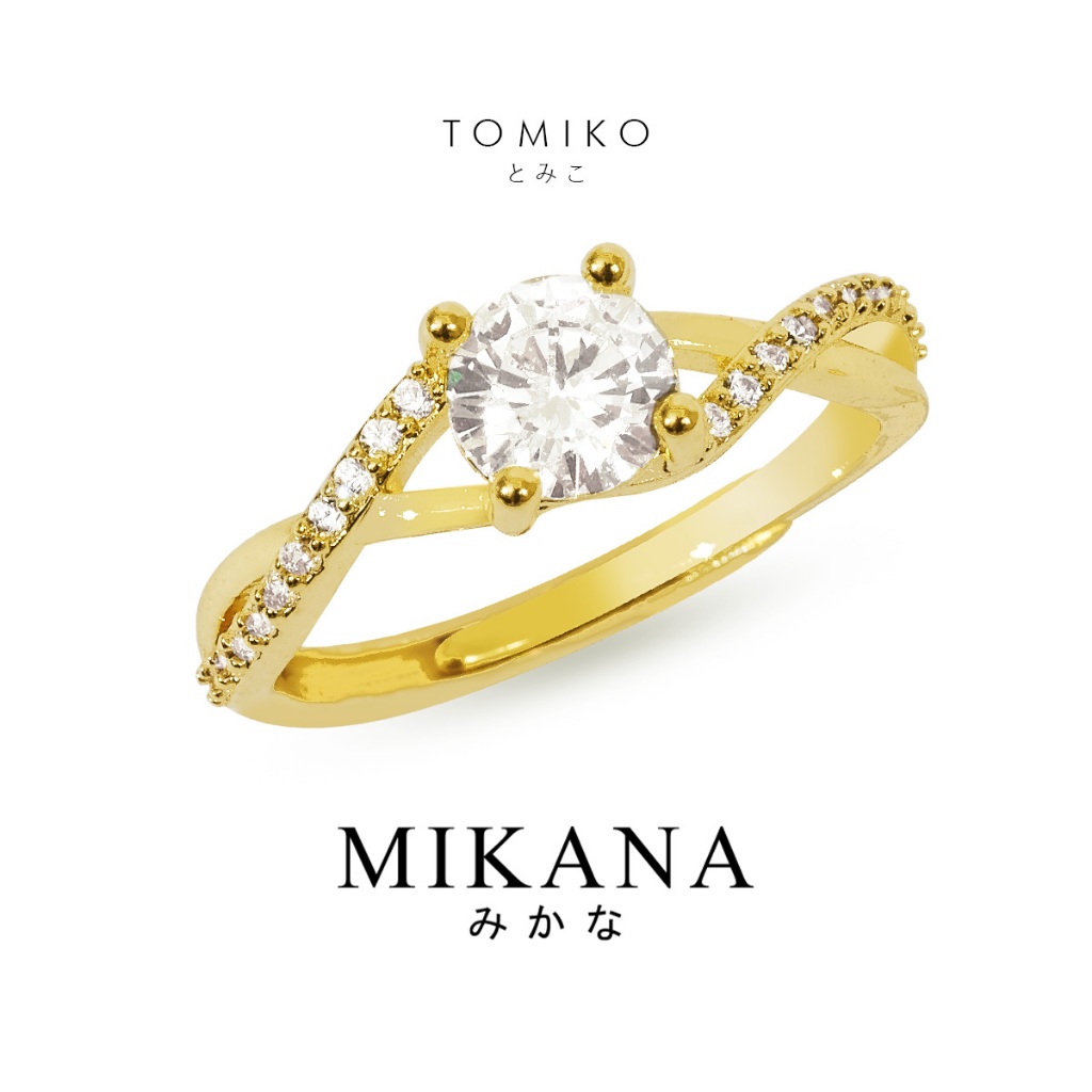 Mikana Gold Plated Tomiko Adjustable Ring for Woman accessories jewelry promise ring gift box