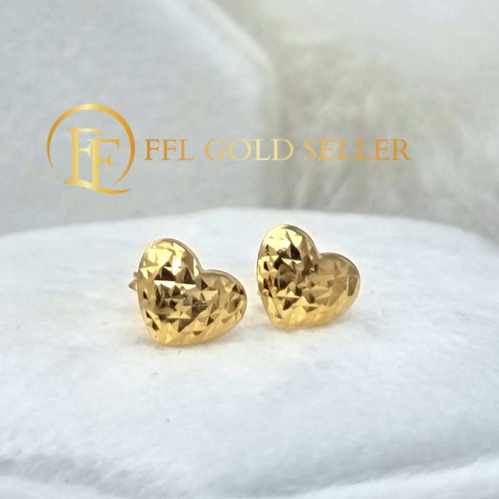 Simple Heart Diacut Stud Earrings | 18k Gold Earrings for Women | Yellow and White Gold