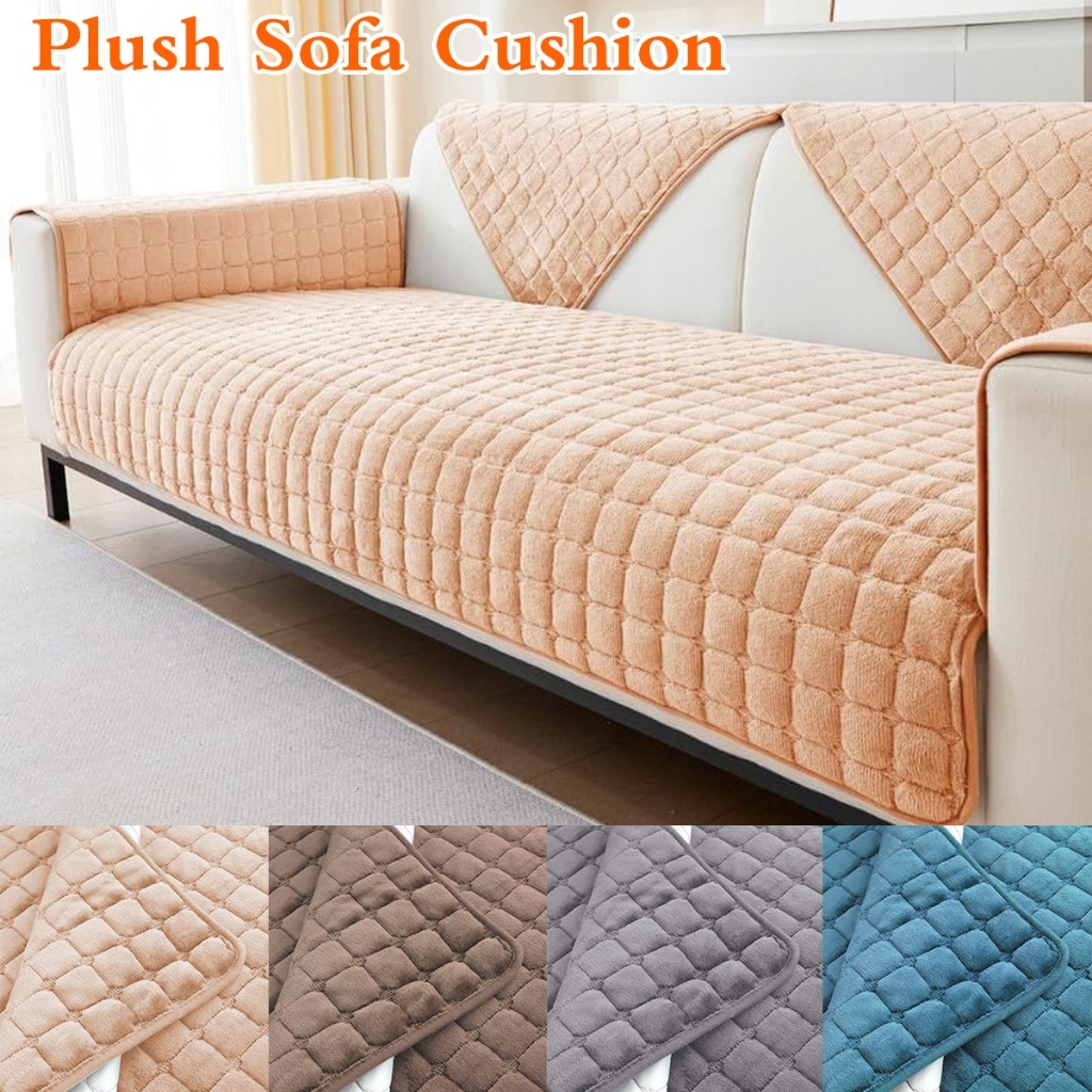 Plush Sofa Cushion Non slip Thicken Fabric Sofa Cover Set Velvet Sofa Cushion Flannel Sofa Mat
