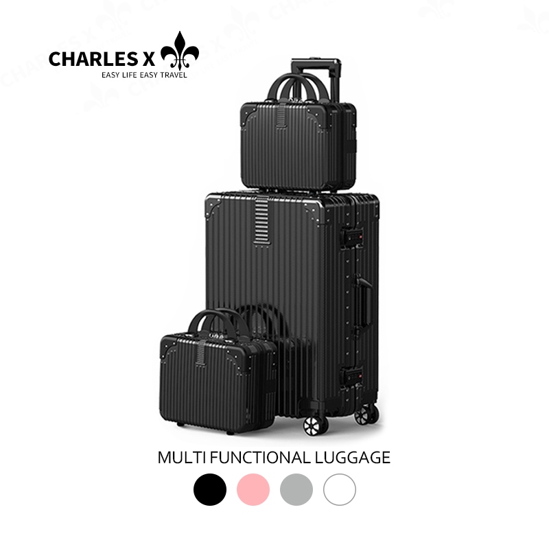 CHARLES X aluminum reinforced luggage hard shell anti-scratch silent wheel luggage