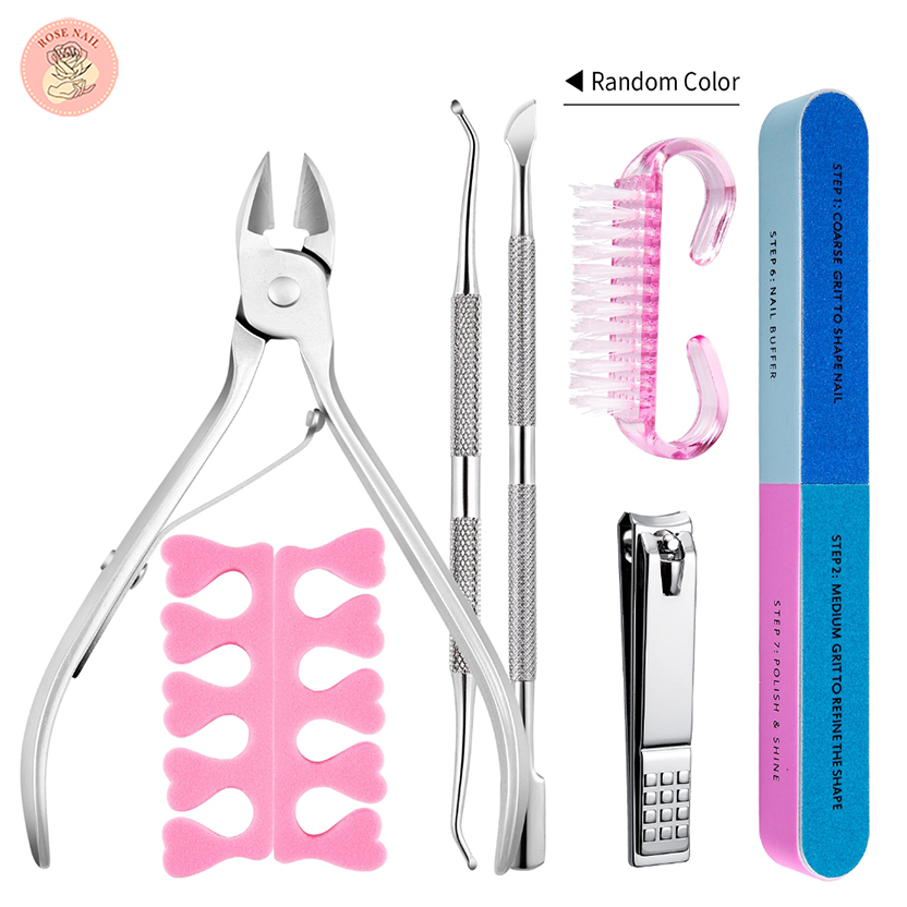 7Pcs Cuticle Nipper Set Nail Clipper Set Clean Brush Cuticle Pushers Trimmer Manicure Nail Care