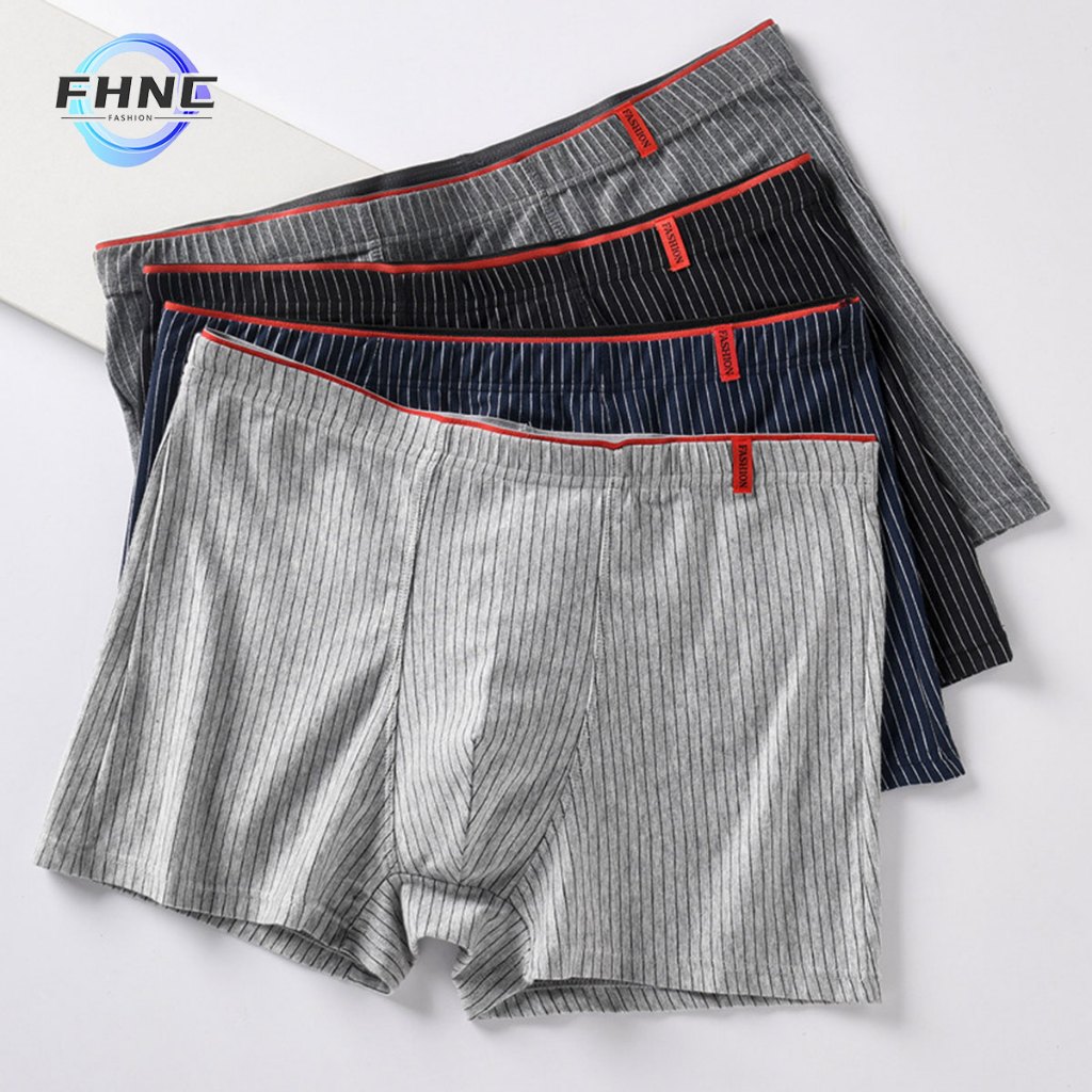 4-piece set of men's boxer briefs, comfortable, breathable, soft, fashionable Korean style stripes