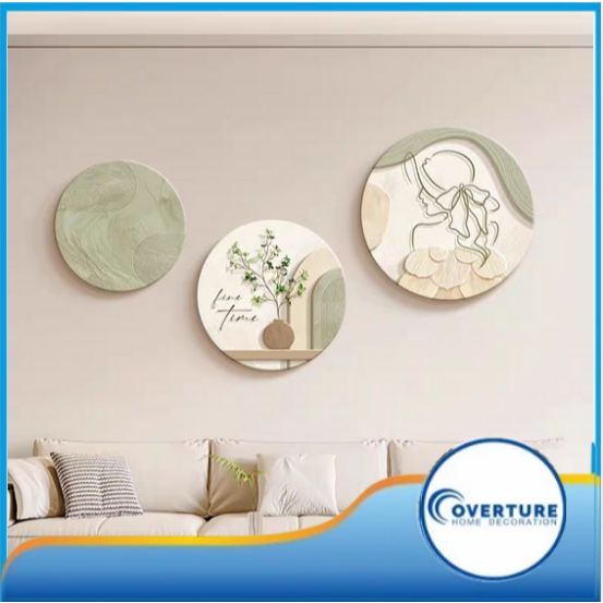 Round Canvas Style Oil Painting Decorative Wall Hanging Decor