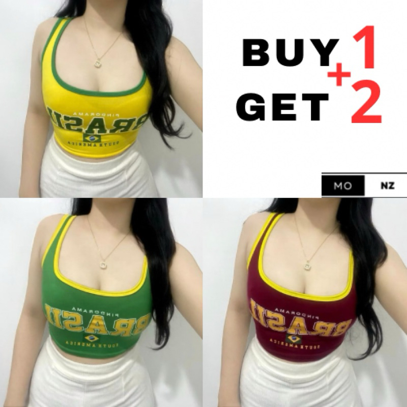 BUY 1 GET 2 (3PCS) BRASIL Tank top Women's Sleeveless Top, Cotton, Regular Fit, Fits Small to Medium