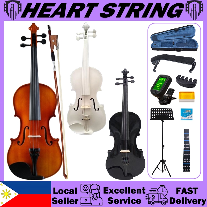 Heart String Violin Set Full Size Handmade Wooden Violin Instrument for Kids Adult Beginner Students