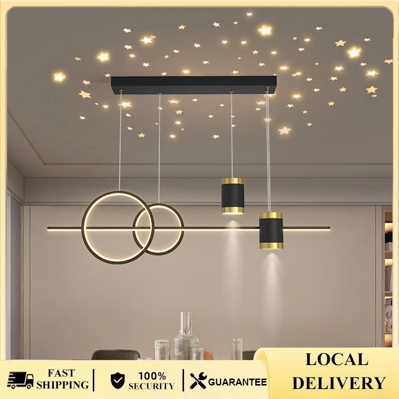 LED Chandelier Modern Tri-color Pendant Light Starry Sky Ceiling Light for Dining Living Room