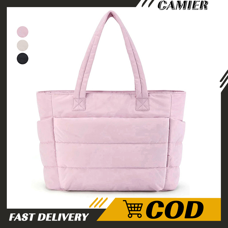 Tote Bag for Women, Lightweight Puffy Handbag with Compartments Travel Shoulder Bag Sport Gym Yoga