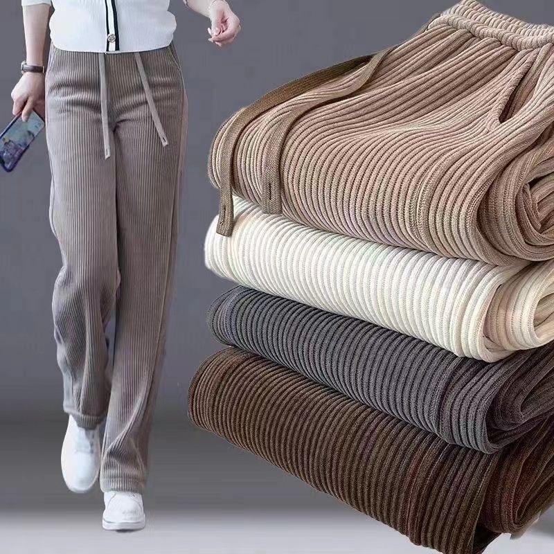 Fashion Straight Banana Pants for Women High Waist Slacks Loose Sport Trousers for Women-F007