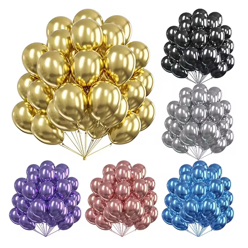 10/20pcs 10Inch Color Metal Theme Confetti Latex Balloon Anniversary Wedding Birthday Party Decors